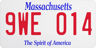 MA license plate 9WE014