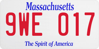 MA license plate 9WE017