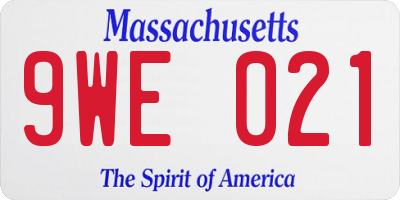 MA license plate 9WE021