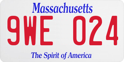 MA license plate 9WE024