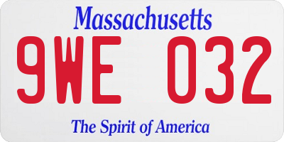 MA license plate 9WE032