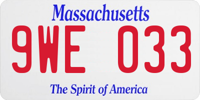 MA license plate 9WE033