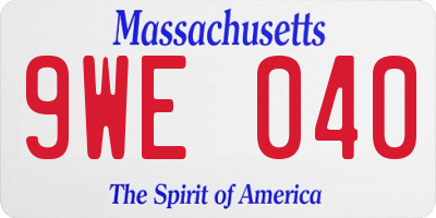 MA license plate 9WE040