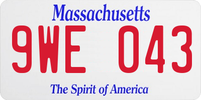 MA license plate 9WE043