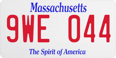MA license plate 9WE044