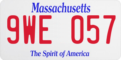 MA license plate 9WE057