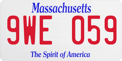MA license plate 9WE059