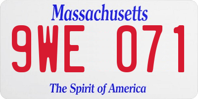 MA license plate 9WE071
