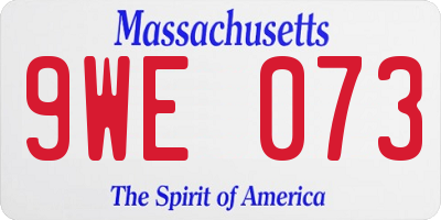MA license plate 9WE073