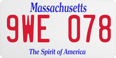MA license plate 9WE078