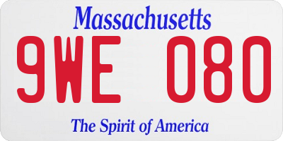 MA license plate 9WE080
