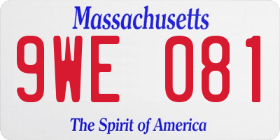 MA license plate 9WE081