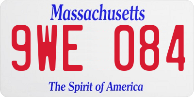 MA license plate 9WE084