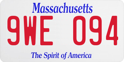 MA license plate 9WE094