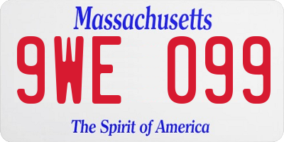 MA license plate 9WE099