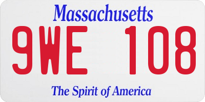MA license plate 9WE108