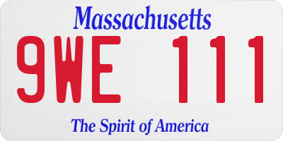 MA license plate 9WE111