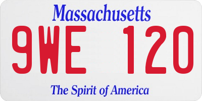 MA license plate 9WE120