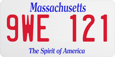 MA license plate 9WE121