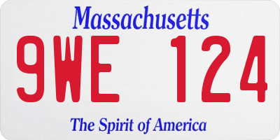 MA license plate 9WE124