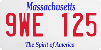 MA license plate 9WE125