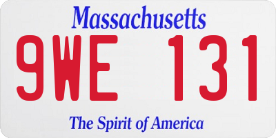 MA license plate 9WE131