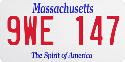 MA license plate 9WE147