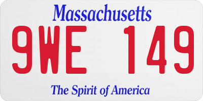 MA license plate 9WE149