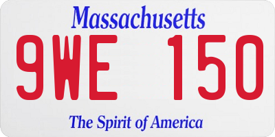 MA license plate 9WE150