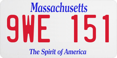 MA license plate 9WE151