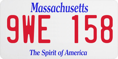 MA license plate 9WE158