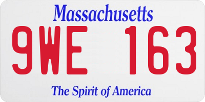 MA license plate 9WE163