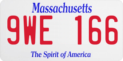 MA license plate 9WE166