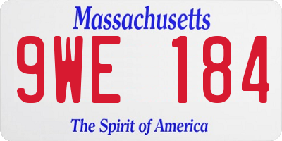 MA license plate 9WE184