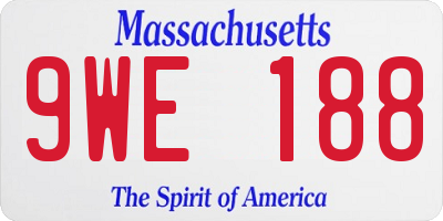 MA license plate 9WE188