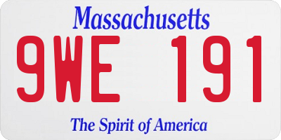 MA license plate 9WE191