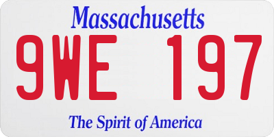 MA license plate 9WE197