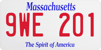MA license plate 9WE201