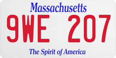 MA license plate 9WE207