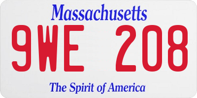 MA license plate 9WE208