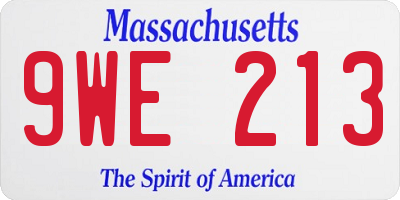 MA license plate 9WE213