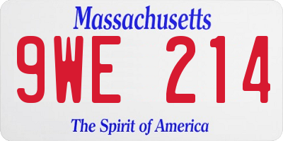 MA license plate 9WE214