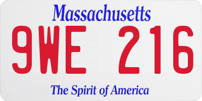 MA license plate 9WE216