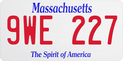 MA license plate 9WE227