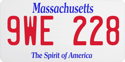 MA license plate 9WE228