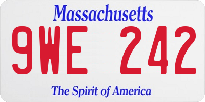 MA license plate 9WE242