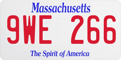 MA license plate 9WE266