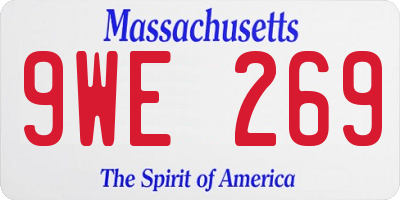 MA license plate 9WE269