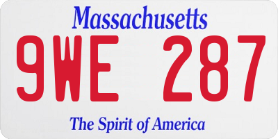 MA license plate 9WE287