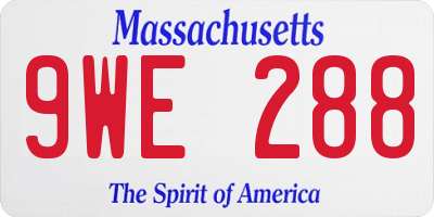 MA license plate 9WE288